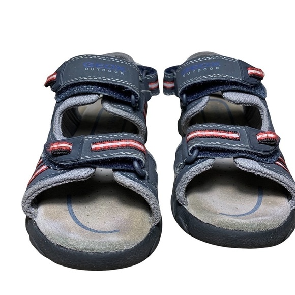 Geox Boy Size 32 Breathable Hook and Loop Blue Sandal Suede insole Open Toe Shoe - Picture 2 of 9